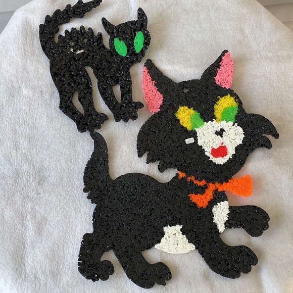 Melted Plastic Popcorn 2 Cats Vintage - Picture 2 of 6